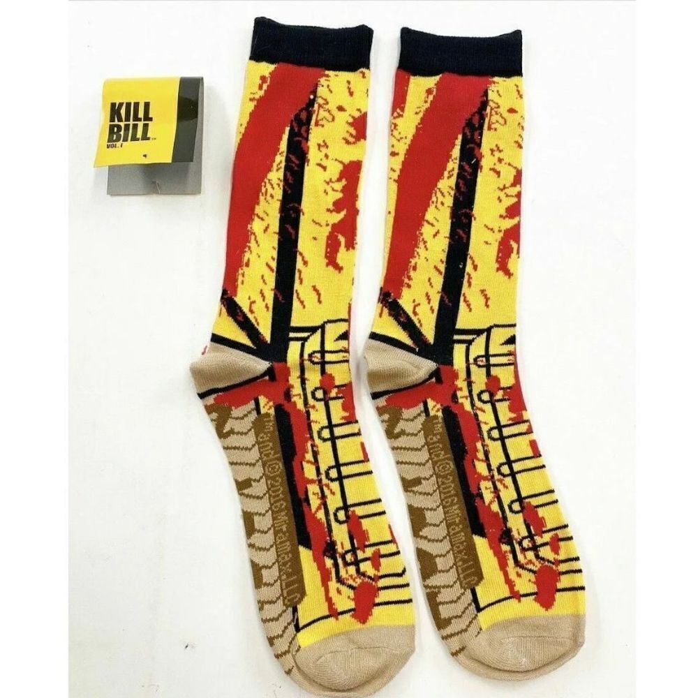 NWT Kill Bill Vol. 1 Socks Loot Crate Exclusive Yellow Blood Splatter Miramax
